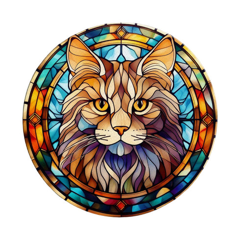Cat Maine Coon Glass Suncatcher Worktop Saver